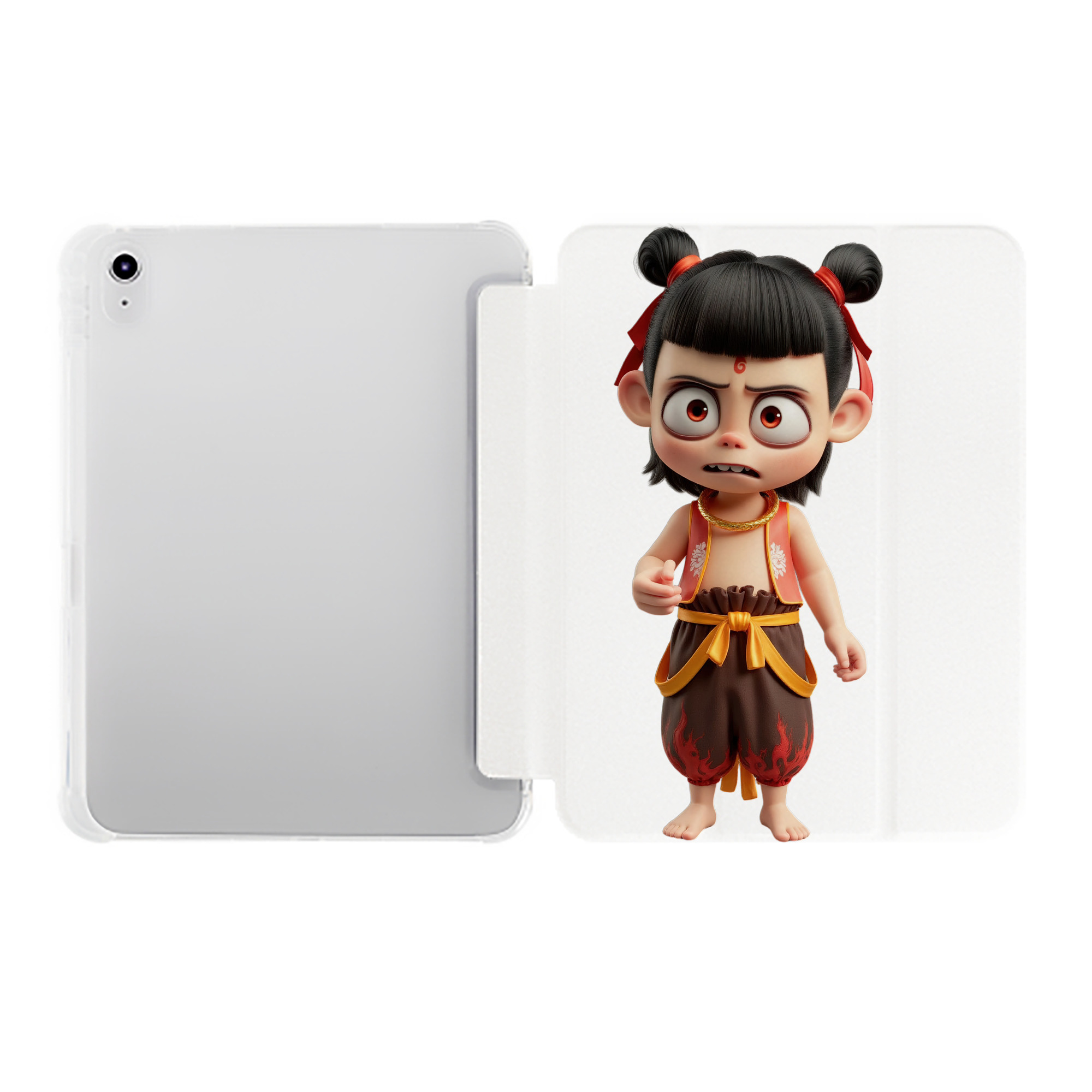 （画像用） Ne Zha 2 ナタ 魔童の大暴れ IPad ケース ペン収納付き 三つ折りスタンド PUレザー×シリコン 対応機種9.5/10.5/10.9インチ